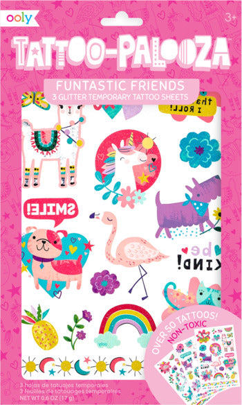 Tattoo-palooza Temporary Tattoos  Funtastic Friends  3 Sheets