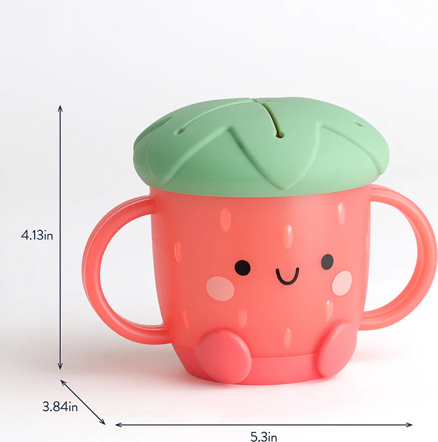 Itzy Snack Cup™ Durable Plastic Cup with Silicone Lid (Bonnie the Strawberry)