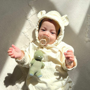 Bitzy Pal Pacifier w/ Natural Rubber Nipple and Soft Cotton Lovey (Dino)