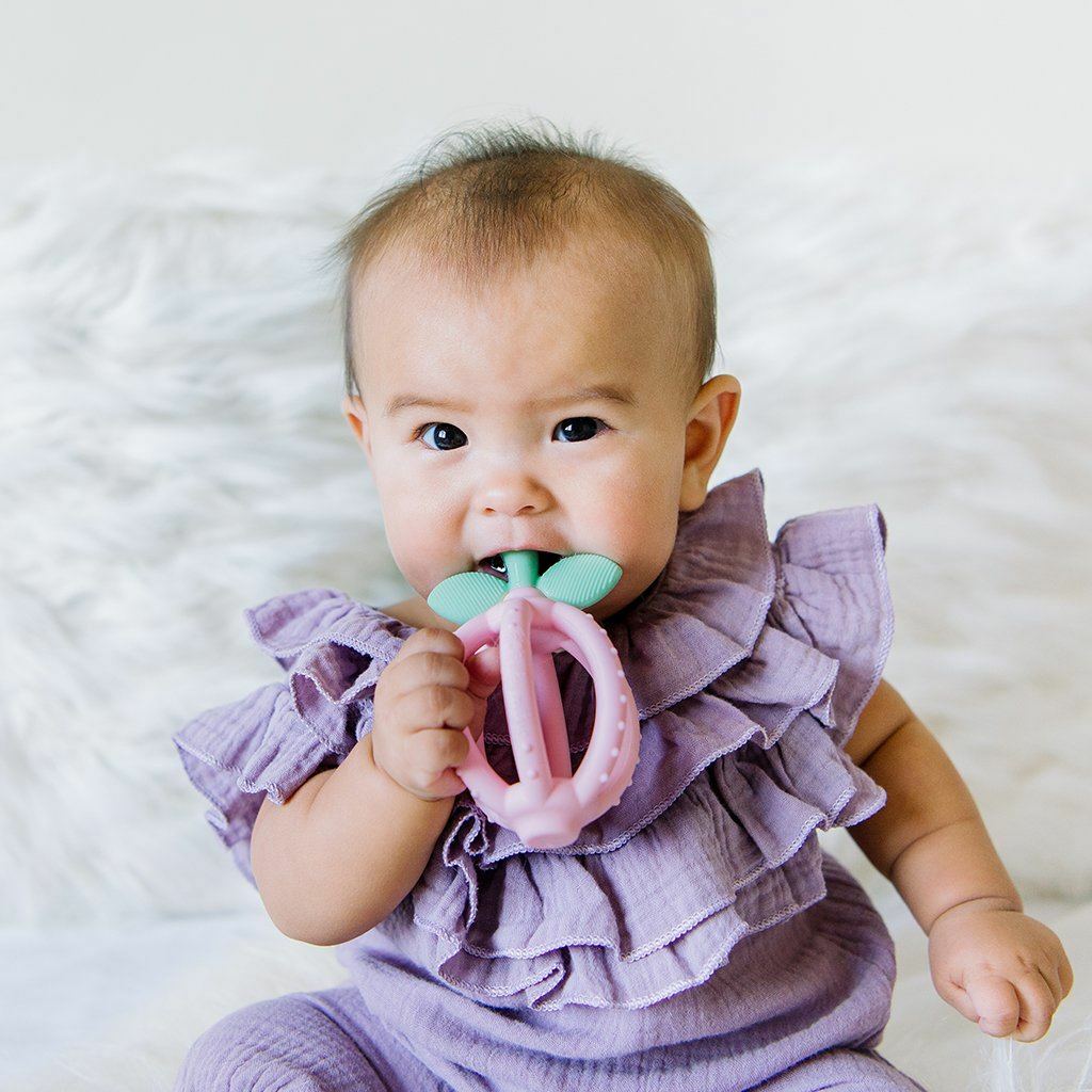Bitzy Biter Pink Lemonade -Silicone Teething Ball