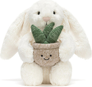 Cream Bunny with Plant
