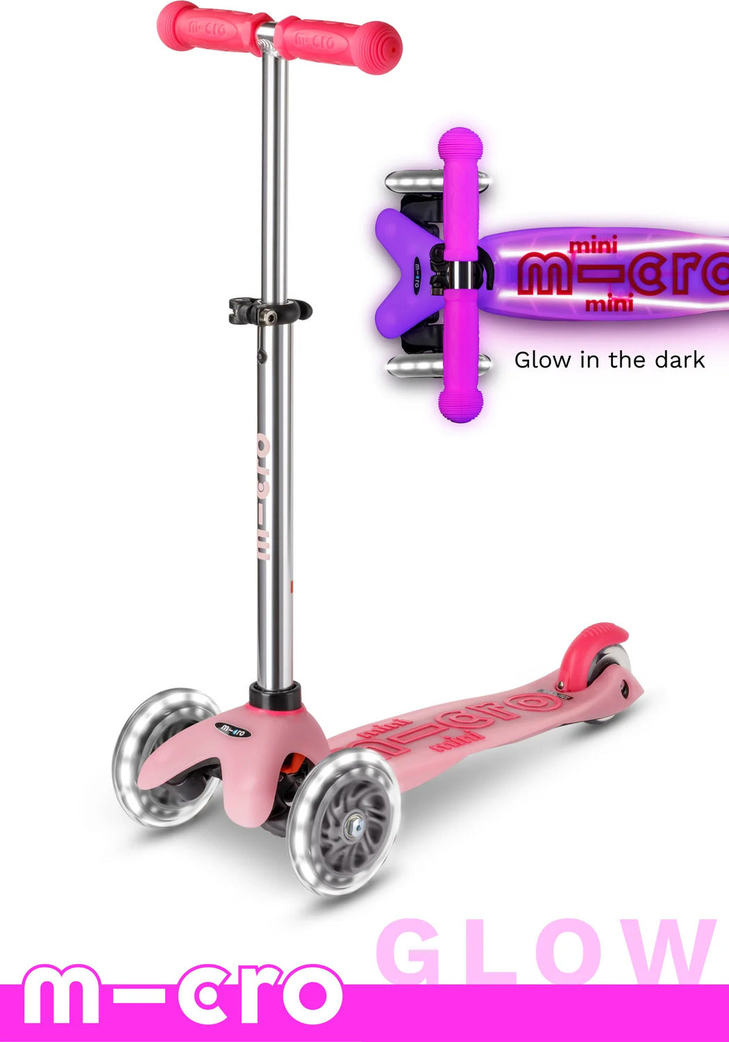 Micro Mini Glow Plus LED Scooter (Frosty Pink) - Gingerbread House Micro Mini Glow Plus LED Scooter (Frosty Pink) - Gingerbread House