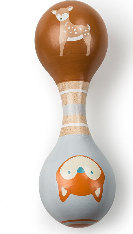 Leika Fox & Fawn Wood Rattle - 6"