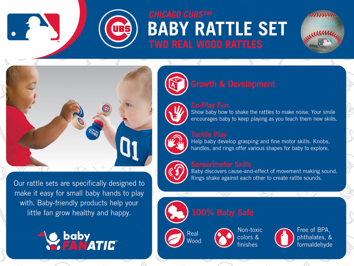 Chicago Cubs MLB Wood Rattle 2-Pack