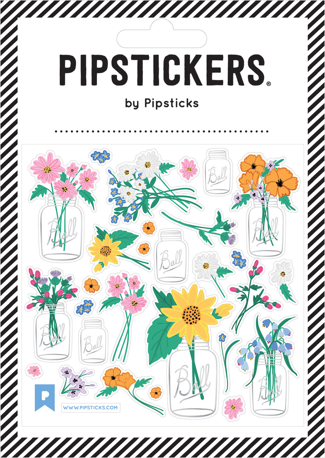 Stickers -  Mason Jar Bouquet (4x4)