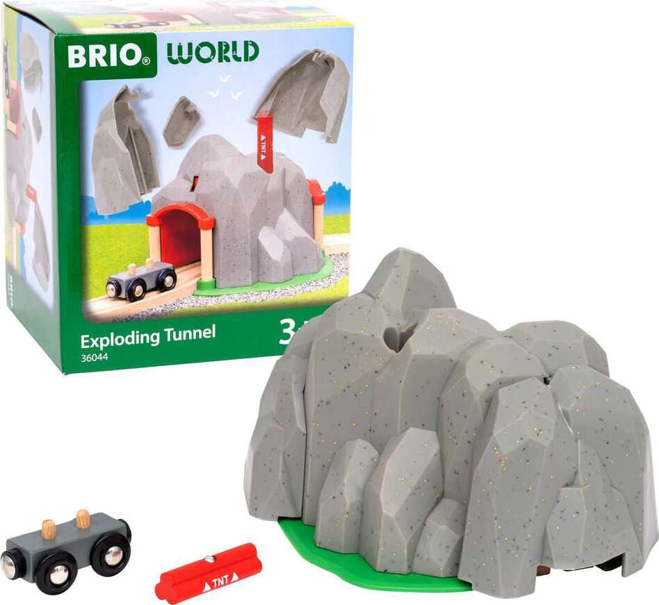BRIO World Train Set Exploding Mountain Tunnel - Gingerbread House