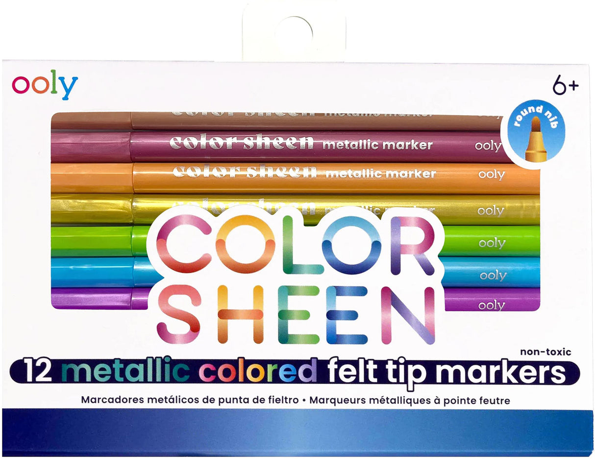 Color Sheen Metallic Felt Tip Markers - 12 pk