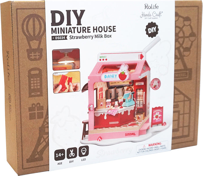 DIY Miniature House: Strawberry Milk Box Kit