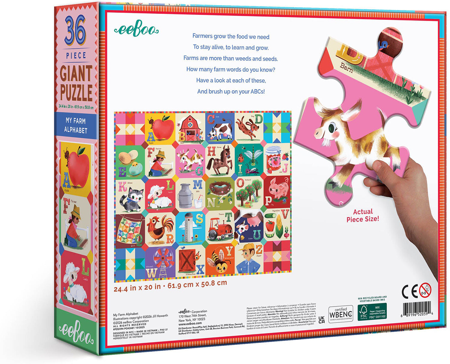 My Farm Alphabet 36 pc Giant Puzzle - Gingerbread House Toys