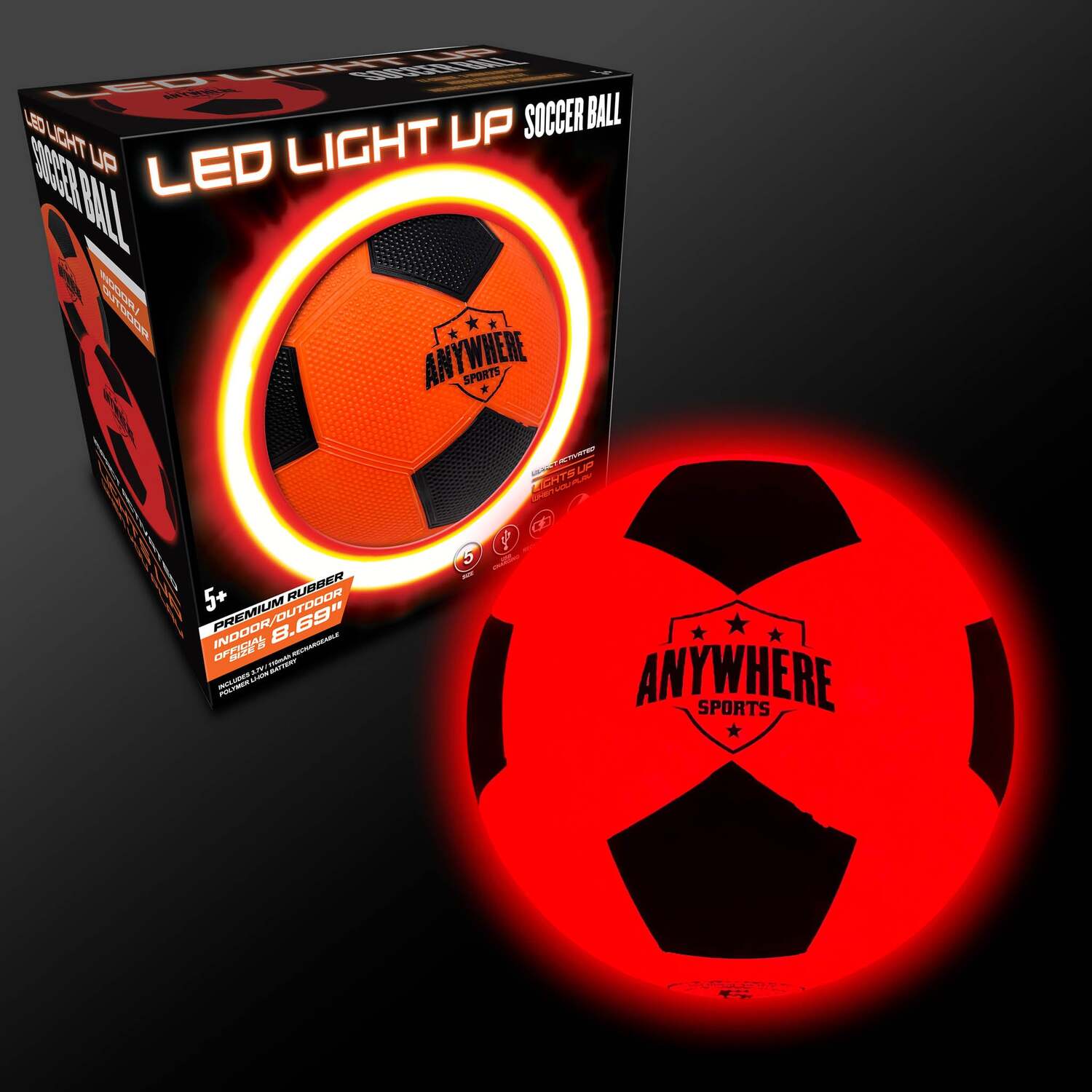 LED Light Up Soccer Ball, Size 5 - Gingerbread House Toys