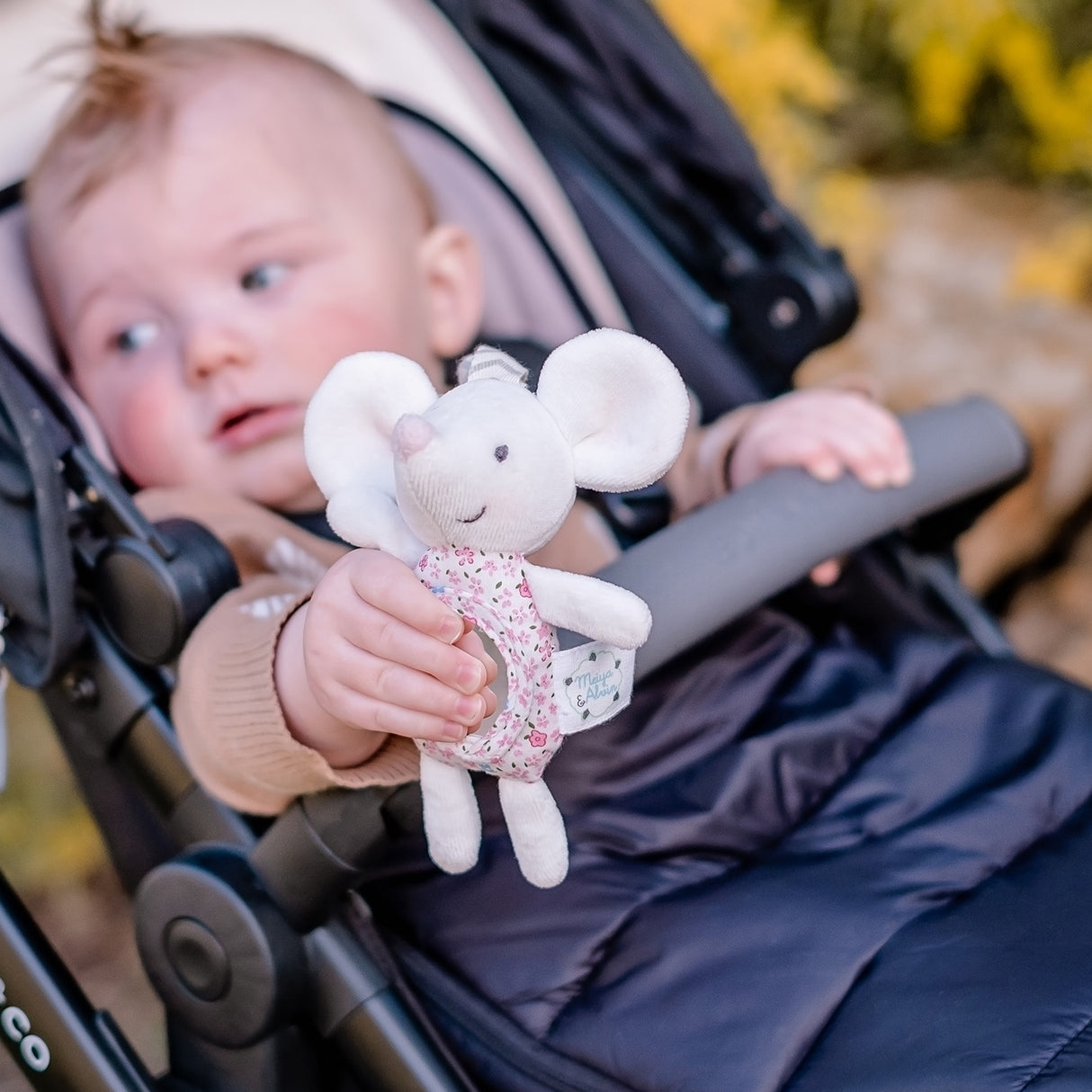 Meiya the Mouse Tag Along Pram Toy