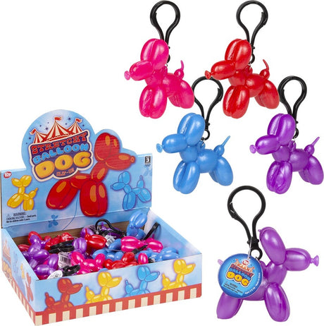 2.4" Stretchy Balloon Dog Clip on 24ct