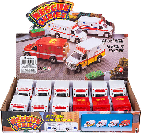 5" Die-cast Pull Back Rescue Ambulance