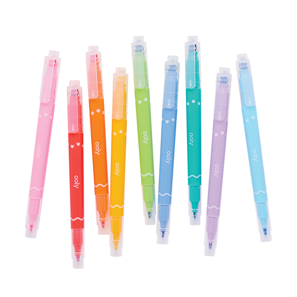 Confetti Stamp Double-Ended Markers - Set of 9