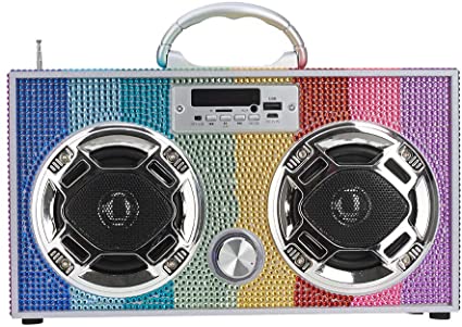 Rainbow Bling Retro Boombox