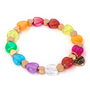 Gold Rainbow Heart Bead