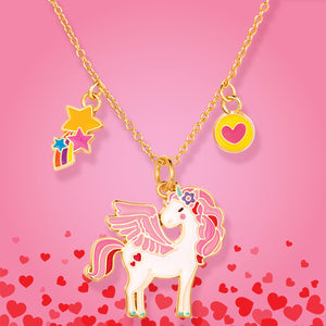 Pink Charming Whimsy Necklace Glitter Unicorn