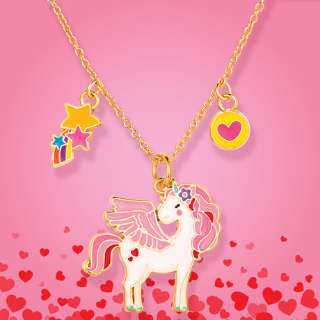 Pink Charming Whimsy Necklace Glitter Unicorn