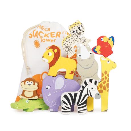 Wooden Africa Stacker And Bag