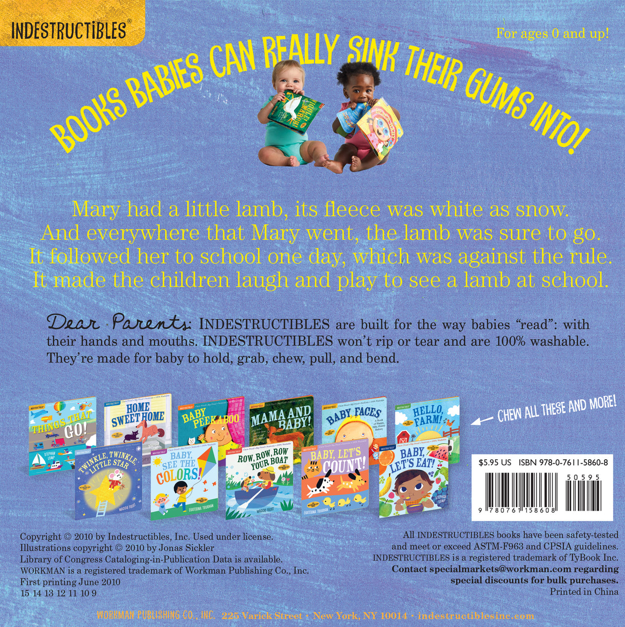 Indestructibles: Mary Had a Little Lamb: Chew Proof · Rip Proof · Nontoxic · 100% Washable (Book for Babies, Newborn Books, Safe to Chew)