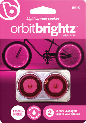 Orbitbrightz Pink LED Bicycle Spoke Charms, 2pk