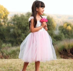 Sequins Princess Dress Silver (Size 5-7)