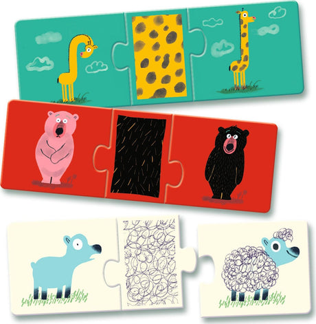 DJECO Naked Animals Puzzle Trio Matching Activity