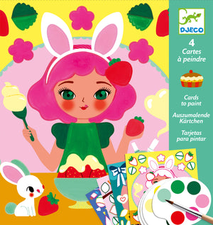 Djeco Snack Time  Surprise Watercolor Painting Cards Activity Set