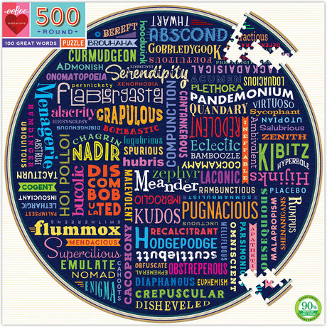 100 Great Words 500 Piece Round Puzzle
