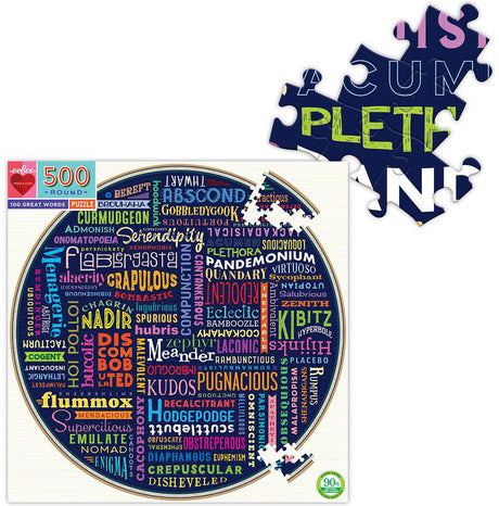 100 Great Words 500 Piece Round Puzzle
