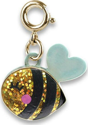 Gold Glitter Bee Charm
