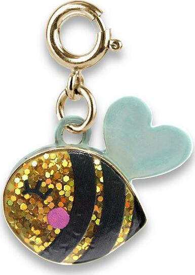 Gold Glitter Bee Charm