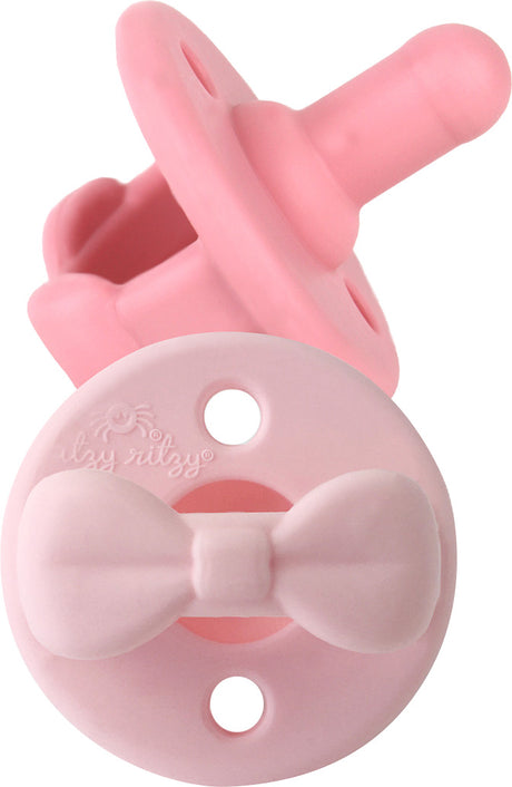 Sweetie Soother Silicone Pacifiers - Bow (Light Pink/Dark Pink)