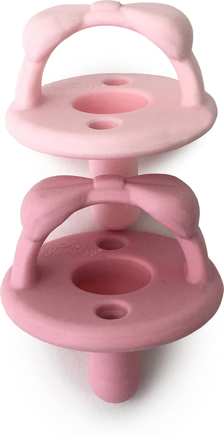 Sweetie Soother Silicone Pacifiers - Bow (Light Pink/Dark Pink)