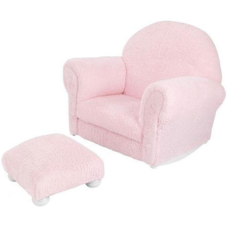 Pink Chenille Upholstered Rocker Ottoman