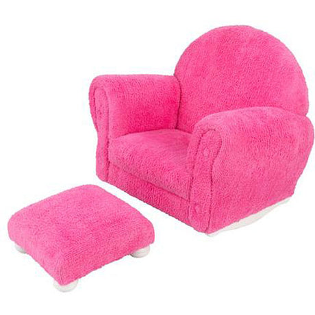 Bubble Gum Chenille Upholstered Rocker Ottoman