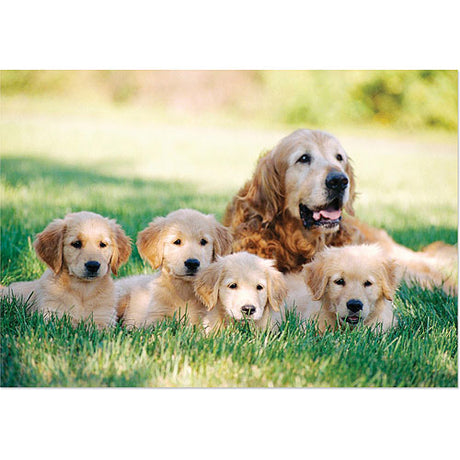 0100 PC Golden Retriever with Puppies Cardboard Jigsaw