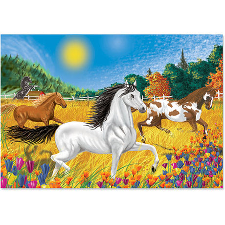 0100 PC Horses In the Meadow Cardboard Jigsaw