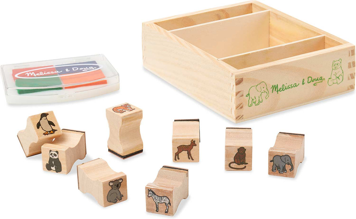 Wooden Stamp Set - Baby Zoo Animals