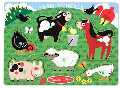 Farm Animals Peg Puzzle - 6 Pieces
