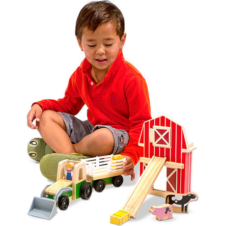 Whittle World-9-piece Wooden Farm  Tractor Set