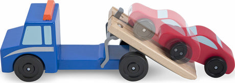 Flatbed Tow Truck Wooden Toy Set
