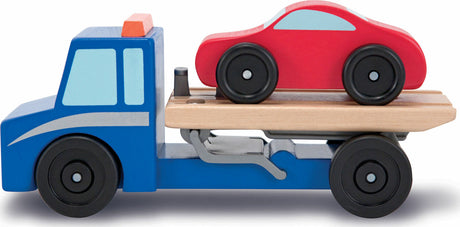 Flatbed Tow Truck Wooden Toy Set