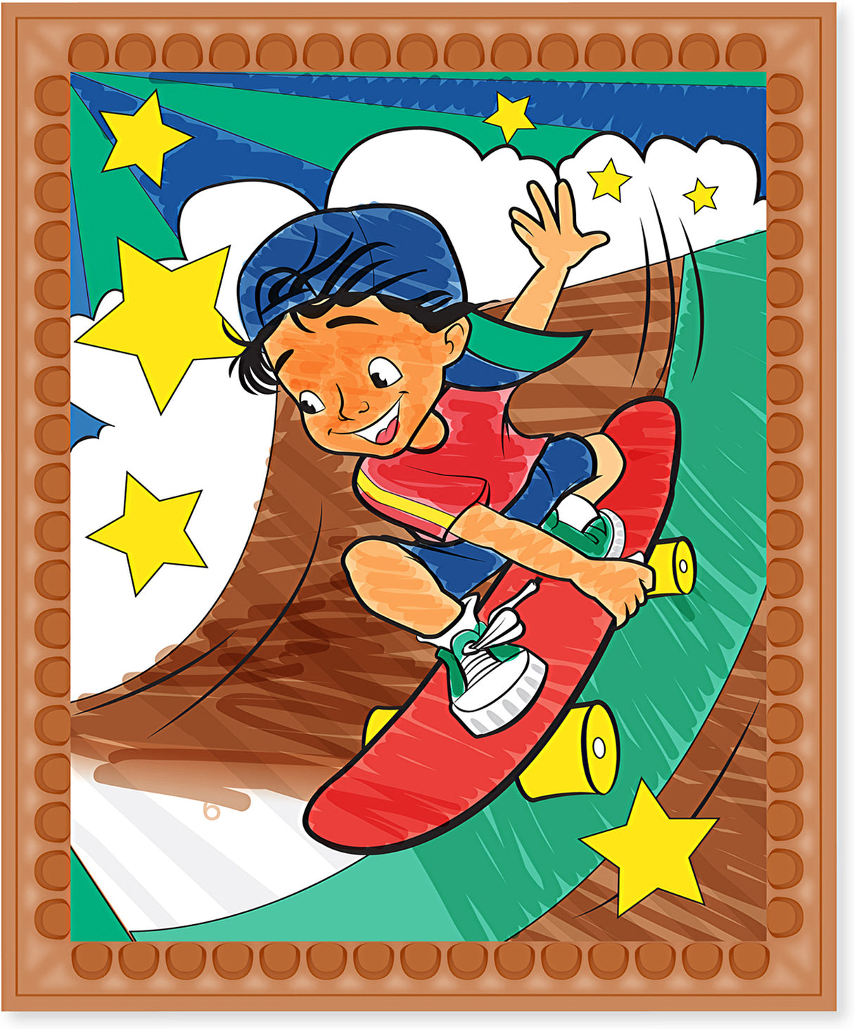 On the Go Color by Numbers Kids' Design Boards With 6 Markers - Playtime, Construction, Sports, and