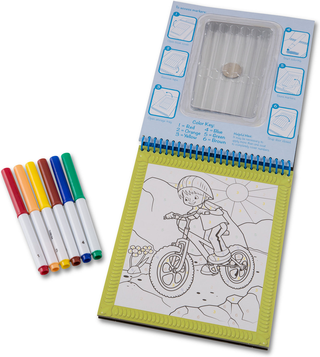 On the Go Color by Numbers Kids' Design Boards With 6 Markers - Playtime, Construction, Sports, and