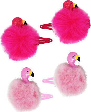 Fluffly flamingo hairclips
