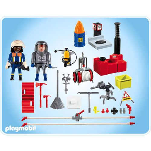 Firefighters With Water Pump