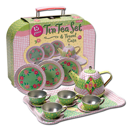 Childrens Tin Tea Set In Case