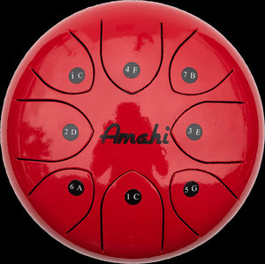 8" Steel Tongue Drum, Red
