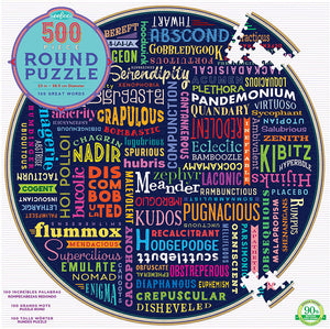 100 Great Words 500 Piece Round Puzzle